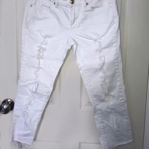 BCBGMaxAzria White Cropped Destroyed Jeans